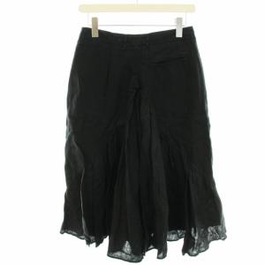 KAPITAL 綿麻ヘリンボン×フレンチクロスリネン オーロラパンツ七分丈 キュロット 麻 0 XS 黒 ブラック K1604LP139