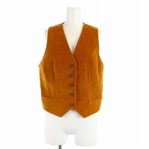 ベスト ジレ コーデュロイ 切替 裏地総柄 28/42 M 茶 ブラウン