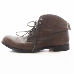 PADRONE ショートブーツ ラウンドトゥ ローヒール レザー 41 26.0cm 茶色 ブラウン