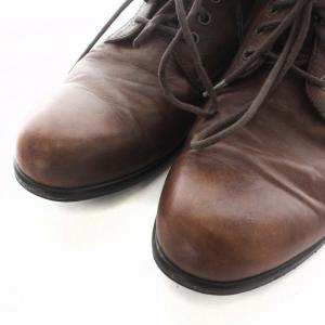 PADRONE ショートブーツ ラウンドトゥ ローヒール レザー 41 26.0cm 茶色 ブラウン