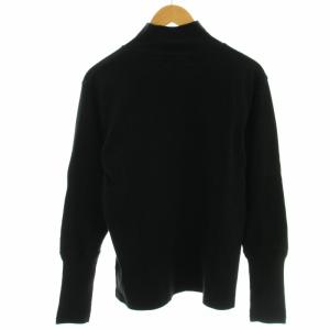 AMERICANA ニット カットソー 長袖 ハイネック コットン ロゴ刺繍 リブ切替 指穴開き 黒 ブラック