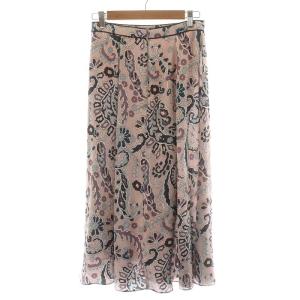 ANAYI 22AW フレアスカート ミモレ ロング 総柄 38 M ピンク