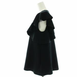 ANAYI 22SS ラッフルニット カットソー フレンチスリーブ フリル 38 M 黒 ブラック 102218-16-560-95-380