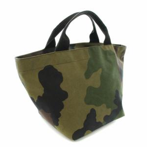 Hervé Chapelier トートバッグ ハンドバッグ 舟形 キャンバス カモフラ柄 迷彩柄 M カーキ 黒 ブラック 1027W