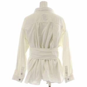 Ameri VINTAGE STUDIOUS別注 ミリタリーシャツジャケット ドロップショルダー ボリュームスリーブ ベルト F 白 ホワイト 0191620070
