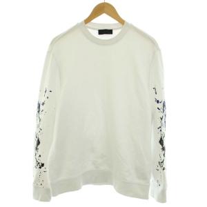 DIESEL BLACK GOLD スウェット トレーナー クルーネック 長袖 ペンキプリント L 白 ホワイト 黒 ブラック 青 ブルー