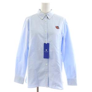 BLUE LABEL CRESTBRIDGE シャツ ブラウス 長袖 ハート ワッペン 36 S 水色 ライトブルー 55M09-762-20