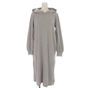 タグ付き パーカー プルオーバー ワンピース ひざ丈 フード 36 S ライトグレー