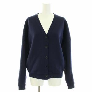 14AW ボンディングVネックニットカーディガン 長袖 ハイゲージ ウール 38 M 紺 ネイビー