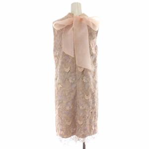 GRACE CONTINENTAL 22AW オーガンジーカットワークワンピース ひざ丈 3D刺繍 バックリボン ノースリーブ 36 S ピンク 0122335103