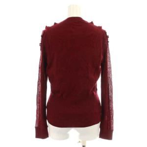 PAULE KA アンサンブル ニット カーディガン 長袖 クルーネック フリル カットソー ノースリーブ シアー シースルー ウール 切替