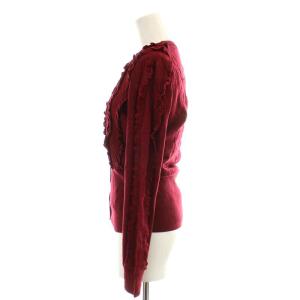 PAULE KA アンサンブル ニット カーディガン 長袖 クルーネック フリル カットソー ノースリーブ シアー シースルー ウール 切替