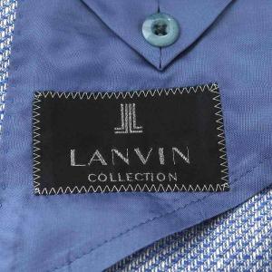 LANVIN COLLECTION 20SS テーラードジャケット シングル コットン シルク混 絹混 リネン混 麻混 48 M 青 ブルー