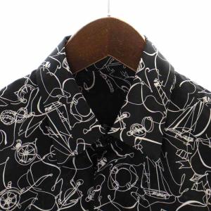 LANVIN COLLECTION 23SS カジュアルシャツ 総柄 長袖 46 S 黒 ブラック
