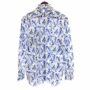 LANVIN COLLECTION 20SS カジュアルシャツ 総柄 長袖 48 M 白 ホワイト 青 ブルー