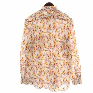 LANVIN COLLECTION 20SS カジュアルシャツ 総柄 長袖 48 M 白 ホワイト オレンジ