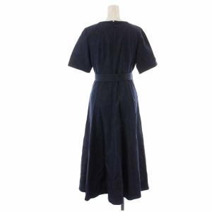 ANAYI 23SS 10231714280 シルクデニムベルト付きワンピース フレア S ネイビー