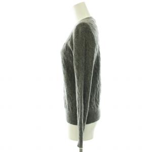 POLO RALPH LAUREN ニット セーター 長袖 Vネック ケーブル ウール カシミヤ混 ロゴ刺繍 S グレー