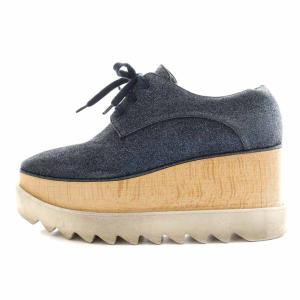 エリス ELYSE プラットフォームシューズ 厚底 グリッター 37 24cm 紺 ネイビー