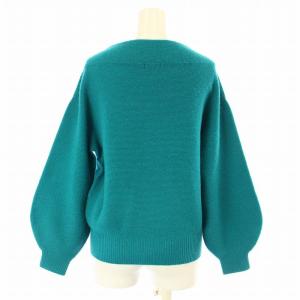 TO BE CHIC ニット セーター 長袖 ボートネック ウール バルーンスリーブ オーバーサイズ 40 M 青 ブルー