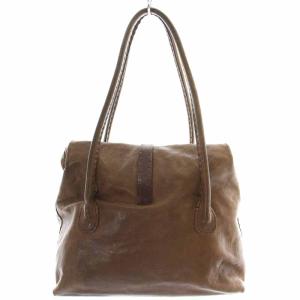 HENRY BEGUELIN ハンドバッグ レザー オミノ刺繍 茶 ブラウン