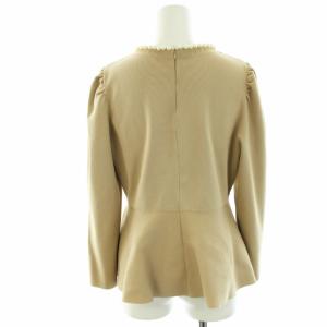ANAYI 22AW ニット セーター 長袖 パール装飾 パフスリーブ ペプラム 38 M ベージュ