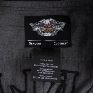 HARLEY DAVIDSON 110周年記念 ストライプウーブンシャツ 長袖 ロゴ刺繍 M グレー 96464-13VM