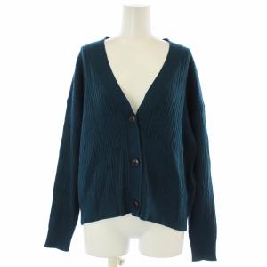 カーディガン ニット リブ 長袖 緑 グリーン