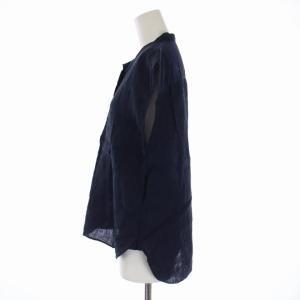 MARGARET HOWELL 22SS SOFT LINEN シャツ ブラウス フレンチスリーブ スキッパー リネン 2 M 紺 ネイビー 578-2151001