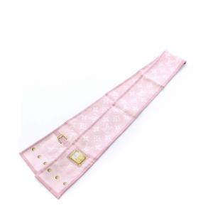 M72339 バンドー ニューデニム スカーフ モノグラム メタルプレート シルク ローズクレール