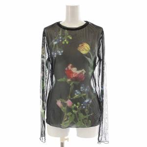 SOFIA SHEER CUT TOP カットソー シアー シースルー 花柄 オリジナルフラワー柄 長袖 F 黒 ブラック