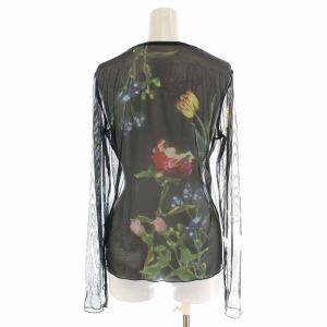 Ameri VINTAGE SOFIA SHEER CUT TOP カットソー シアー シースルー 花柄 オリジナルフラワー柄 長袖 F 黒 ブラック