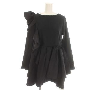 22SS カットソー ショルダーフリル ペプラム 長袖 38 M 黒 ブラック