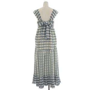 Chesty 20SS ワンピース チェック ノースリーブ ロング フレア 1 S 青 ブルー