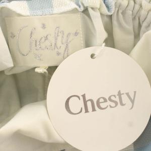Chesty 20SS ワンピース チェック ノースリーブ ロング フレア 1 S 青 ブルー