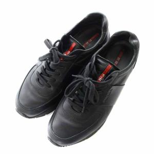 PRADA SPORT スニーカー レザー ロゴ 6.5 25.5cm 黒 ブラック
