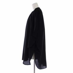 ENFOLD 22AW PEライトジョーゼット カーブスリーブワイドBLOUSE ブラウス シャツ 五分袖 バンドカラー 38 M 黒 ブラック