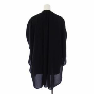 ENFOLD 22AW PEライトジョーゼット カーブスリーブワイドBLOUSE ブラウス シャツ 五分袖 バンドカラー 38 M 黒 ブラック