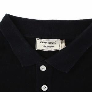Maison Kitsuné ポロシャツ 半袖 フォックス刺繍 L 黒 茶 白 ブラック ブラウン ホワイト FW15M733