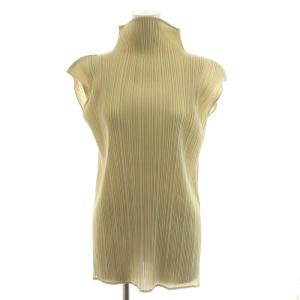 イッセイミヤケ カットソー ノースリーブ ハイネック ベージュ