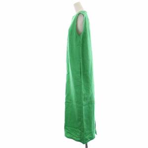 IENA 23SS 綿麻サテンIラインワンピース ロング バックスリット ノースリーブ 38 M 緑 グリーン 23040900406020