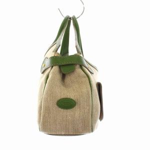 TOD'S トートバッグ レザー キャンバス 緑 グリーン ベージュ