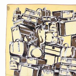 LOUIS VUITTON カレ・トランク スカーフ モノグラム シルク100％ ベージュ M73984