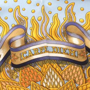 HERMES スカーフ カレ90 CARPE DIEM シルク 紫 パープル