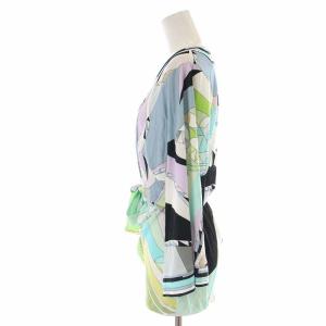 Emilio Pucci チュニック Vネック 総柄 リボン 長袖 I38 S マルチカラー