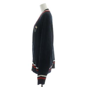 lucien pellat finet カーディガン 長袖 スカル 金ボタン トリコロールライン コットン カシミヤ混 L ネイビー