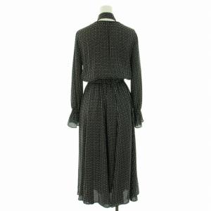 ANAYI 21SS ワンピース フレア ロング ミモレ丈 ドット フレアスリーブ リボン 2way シフォン 34 XS 黒 ブラック