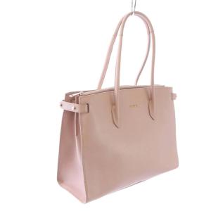 FURLA Genuine Leather トートバッグ ロゴ スクエア 鞄 ピンク