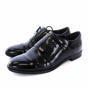 サイドレースアップ シューズ ドレスシューズ レザー 37.5 24.5cm 黒 ブラック