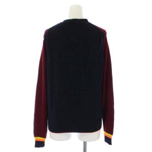CELINE フィービー期 カーディガン Vネック カシミヤ ライン ロゴ刺繍 長袖 XS ボルドー ネイビー